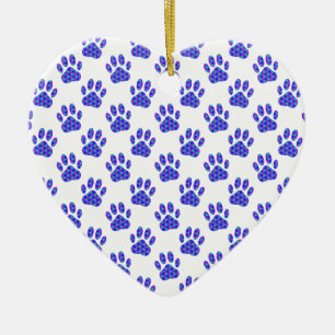 Cosmic Paw Print Pattern Ceramic Tree Decoration
