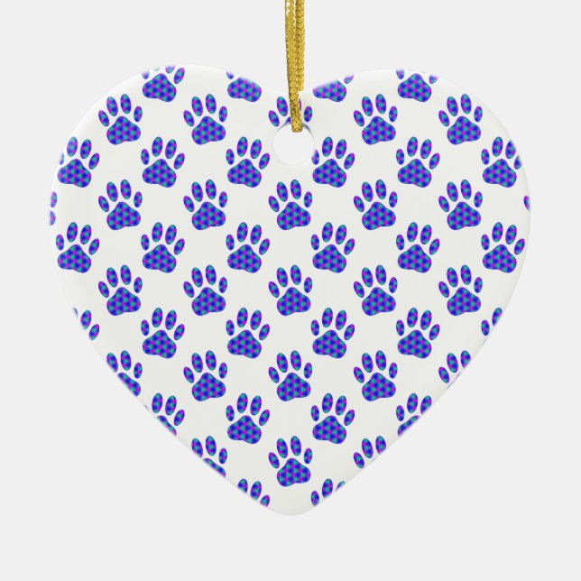 Cosmic Paw Print Pattern Ceramic Tree Decoration (Front)