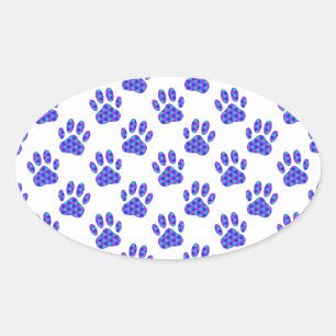 Cosmic Paw Print Pattern Oval Sticker