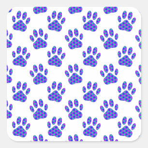 Cosmic Paw Print Pattern Square Sticker
