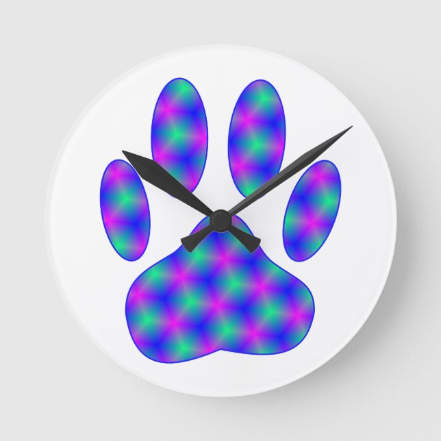 Cosmic Paw Print Round Clock (Front)