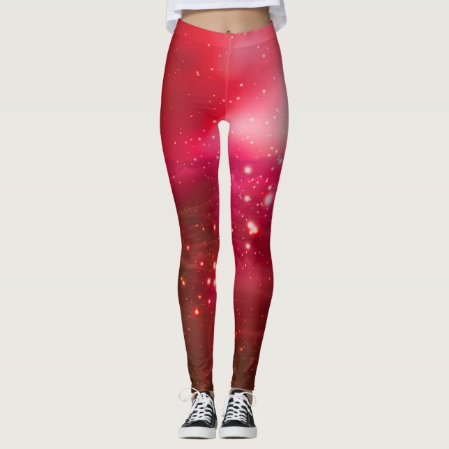 Cosmic Peace (cherry red) Leggings (Front)