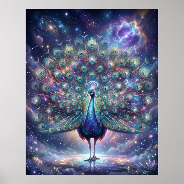 Cosmic Peacock Galaxy Feathers Poster (Front)