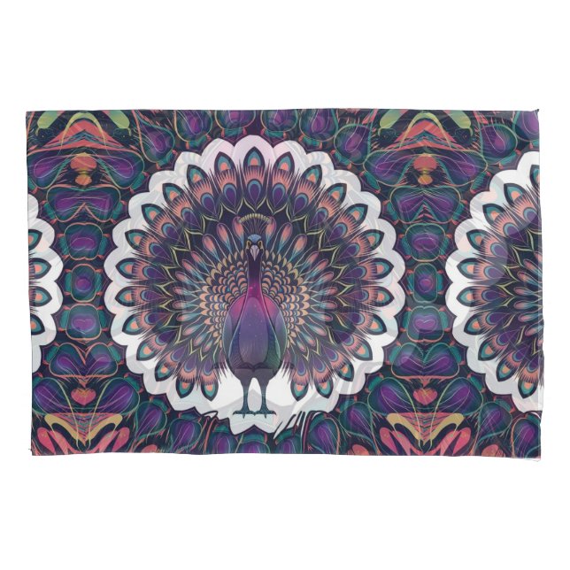 Cosmic Peacock Mandala  Pillowcase (Front)