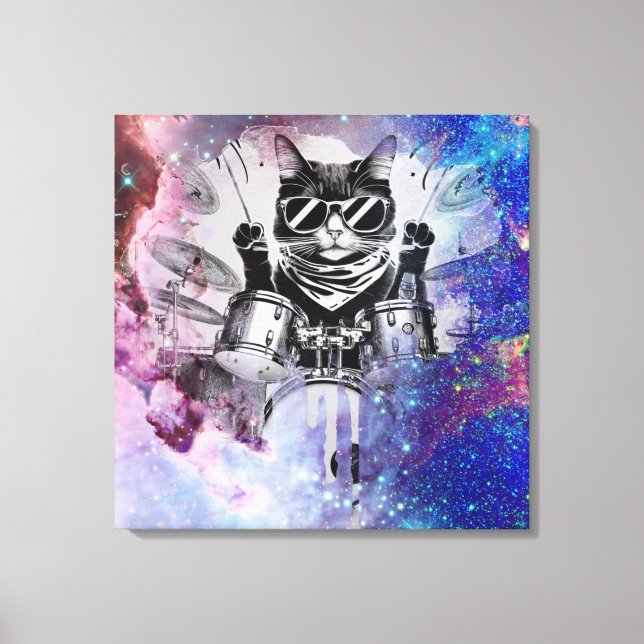 *~ Cosmic Percussionist Cool Cat AP91 DRUMMER Canvas Print (Front)