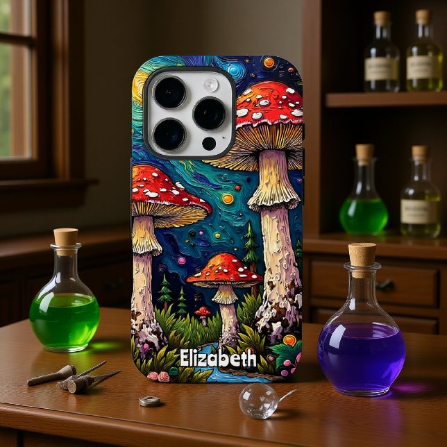 Cosmic Pine Mushroom Meadow Case-Mate iPhone Case (Creator Uploaded)