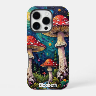 Cosmic Pine Mushroom Meadow iPhone 16 Pro Case