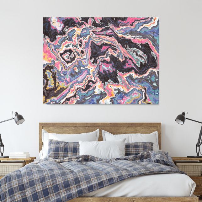Cosmic Pink Marble Fusion Canvas Print (Insitu(Bedroom))