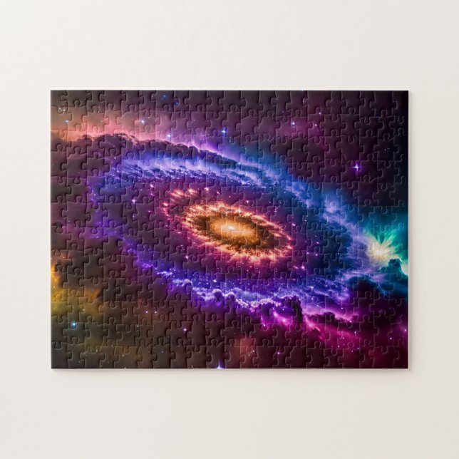 Cosmic Pink & Purple Fun Galaxy inside Universe Jigsaw Puzzle (Horizontal)