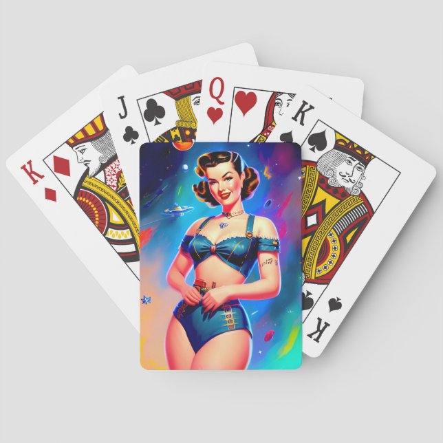 Cosmic Pinup Girl Playing Cards (Back)
