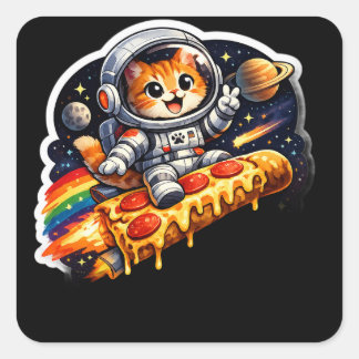 Cosmic Pizza Cat Space Sticker
