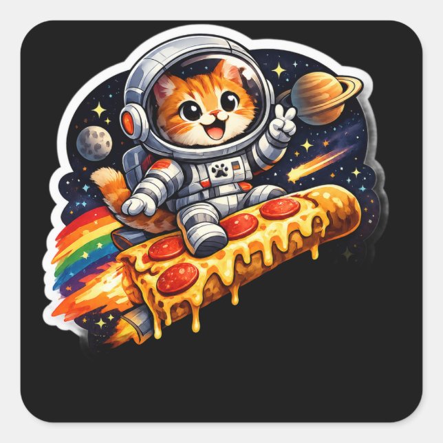 Cosmic Pizza Cat Space Sticker (Front)