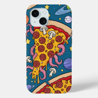 Cosmic Pizza Slice: Quirky Space Adventure iPhone 15 Case