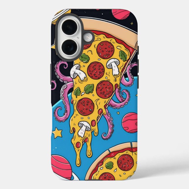 Cosmic Pizza Slice: Quirky Space Adventure Case-Mate iPhone Case (Back)