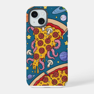 Cosmic Pizza Slice: Quirky Space Adventure iPhone 15 Case
