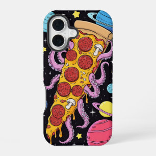 Cosmic Pizza Slice: Quirky Space Adventure iPhone 16 Case