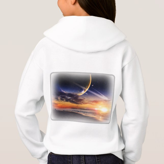 Cosmic Planet Horizon Kids Pullover Hoodie (Back)