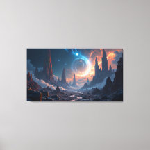 Cosmic Planetscape Swirling Galaxies Canvas Print