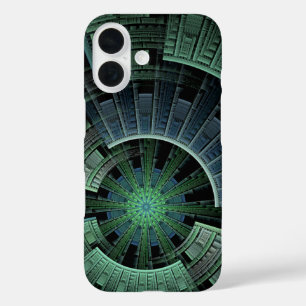 Cosmic Pod Green Geometric Abstract iPhone 16 Case