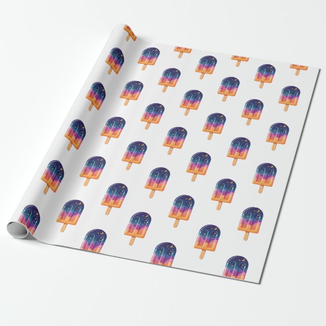 Cosmic Popsicle Wrapping Paper (Unrolled)