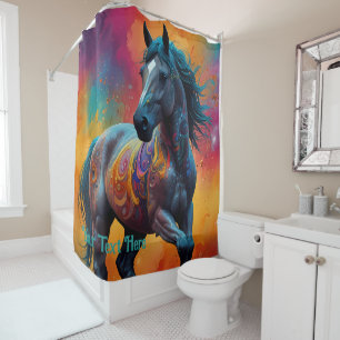 Cosmic Psychedelic Horse: Surreal Journey Shower Curtain