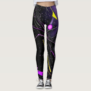 Cosmic Pulse Neon Futuristic Galaxy Leggings
