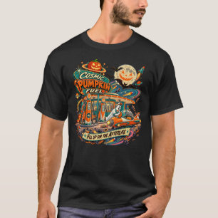 Cosmic Pumpkin Fuel Retro Space Halloween T-Shirt