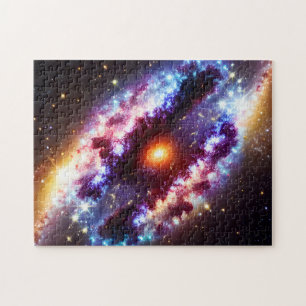 Cosmic purple and gold infinite galaxy landscape jigsaw puzzle