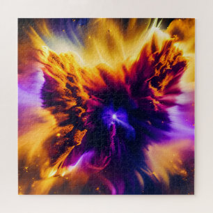 Cosmic Purple Blue Red Nebulae Explosion Scenery Jigsaw Puzzle