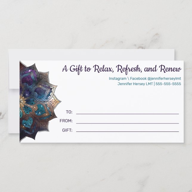 Cosmic Purple Boho Mandala Gift Card (Front)