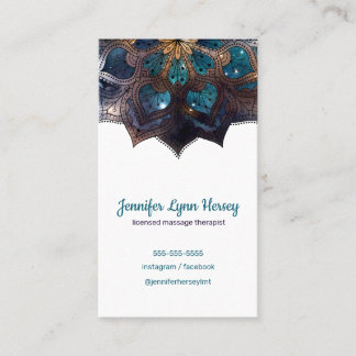 Cosmic Purple Boho Mandala Massage Therapy Business Card