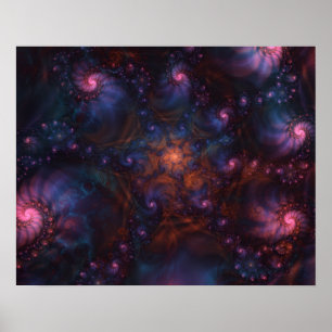 COSMIC PURPLE FRACTAL SPIRAL ART POSTER