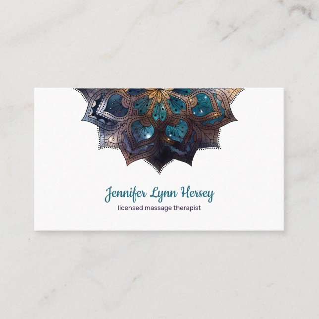 Cosmic Purple Mandala LMT | Yoga Business Card (Front)