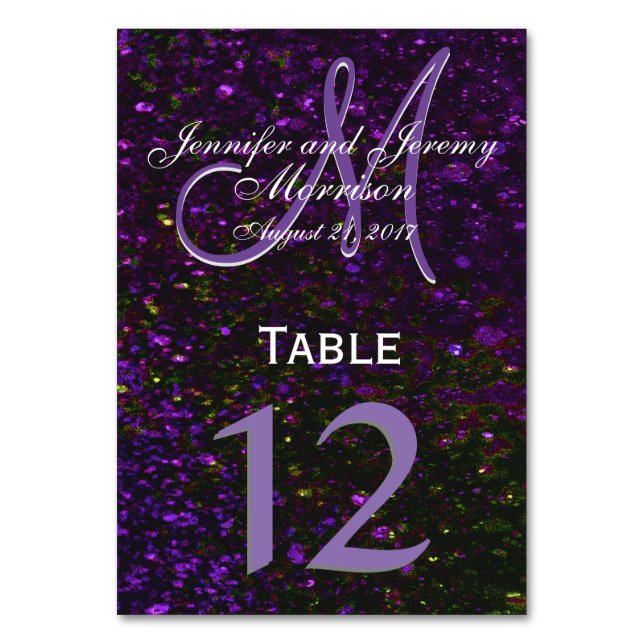 Cosmic Purple Monogram Table number (Back)