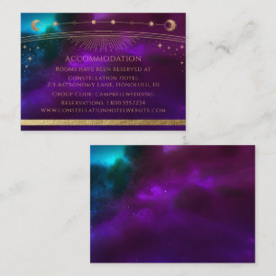 Cosmic Purple Teal Gold Sun Moon Accommodation Enclosure Card