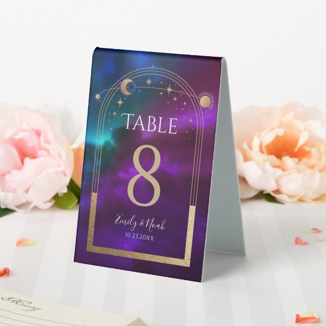 Cosmic Purple Teal Gold Sun Moon Astronomy Wedding (In SItu (Wedding))