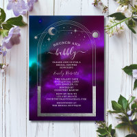 Cosmic Purple Teal Silver Celestial Bridal Shower