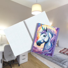 Cosmic Purple Unicorn Spiral Notebook