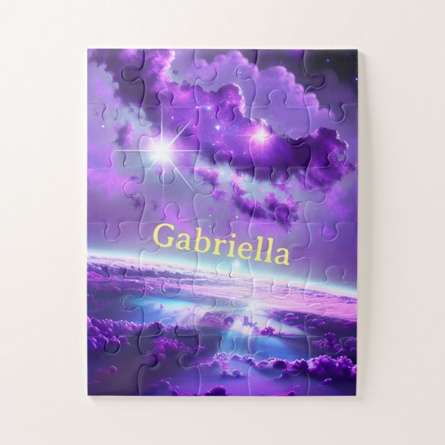 Cosmic Purple Violet Nebula Clouds in Outer Space Jigsaw Puzzle (Vertical)