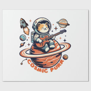 Cosmic Purr - Astro Guitarist Cat Wrapping Paper