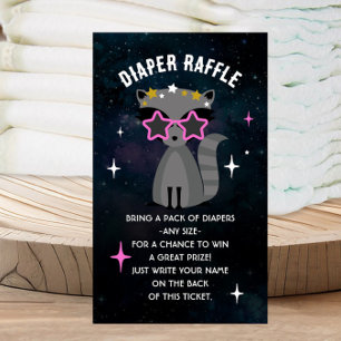 Cosmic Racoon Baby Shower Diaper Raffle Ticket Enclosure Card