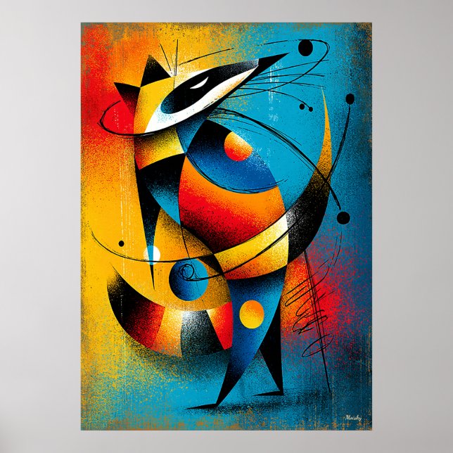 Cosmic Racoon – Modern Abstract Geometric Wall Ar Poster (Front)