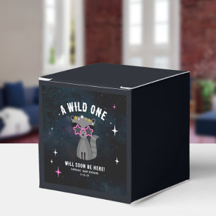 Cosmic Racoon Wild One Pink Girl Baby Shower Favour Box