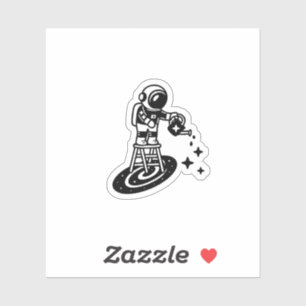 Cosmic Rain – Astronaut Watering Stars Sticker 