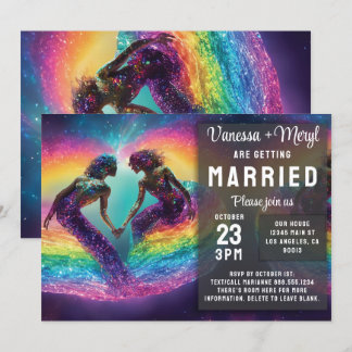 Cosmic Rainbow Feminine Energy Mermaid Wedding Invitation