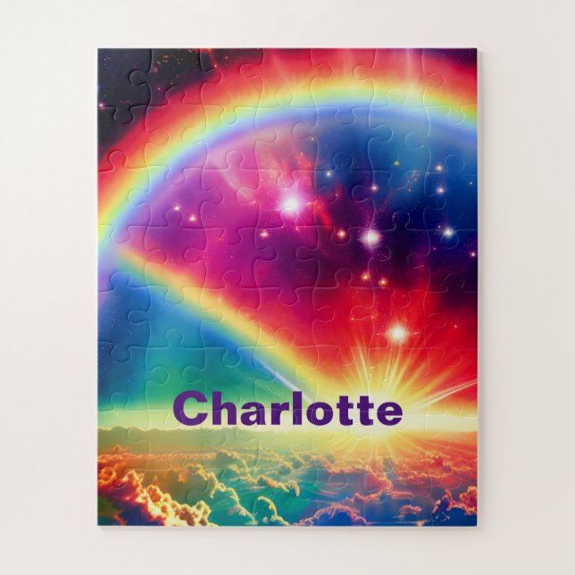 Cosmic Rainbow Hovers Above Fantasy Indigo Clouds Jigsaw Puzzle (Vertical)