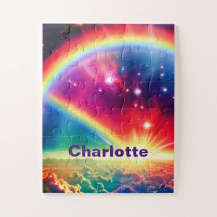 Cosmic Rainbow Hovers Over Fantasy Indigo Clouds Jigsaw Puzzle