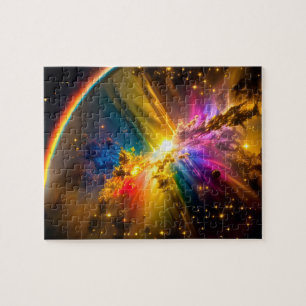 Cosmic Rainbow Over Colourful Clouds in Outer Spac Jigsaw Puzzle