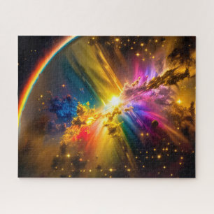 Cosmic Rainbow Over Indigo Nebula Event in Space Jigsaw Puzzle