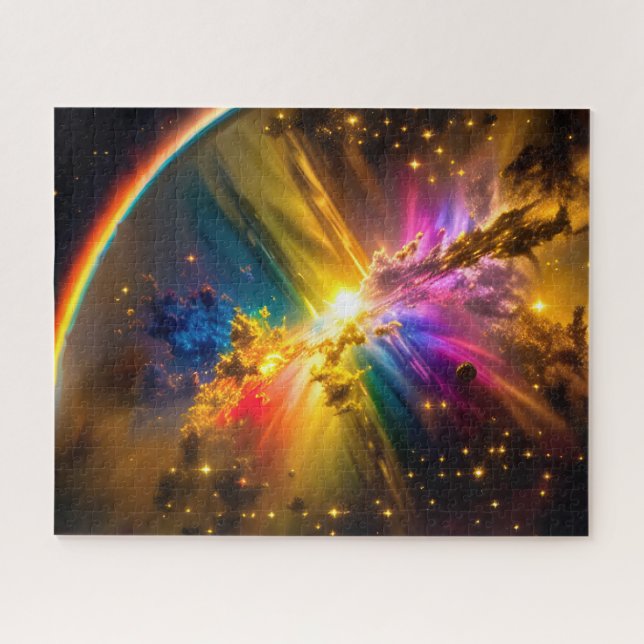 Cosmic Rainbow Over Indigo Nebula Event in Space Jigsaw Puzzle (Horizontal)